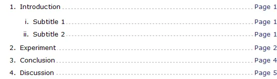 CSS Table of Contents